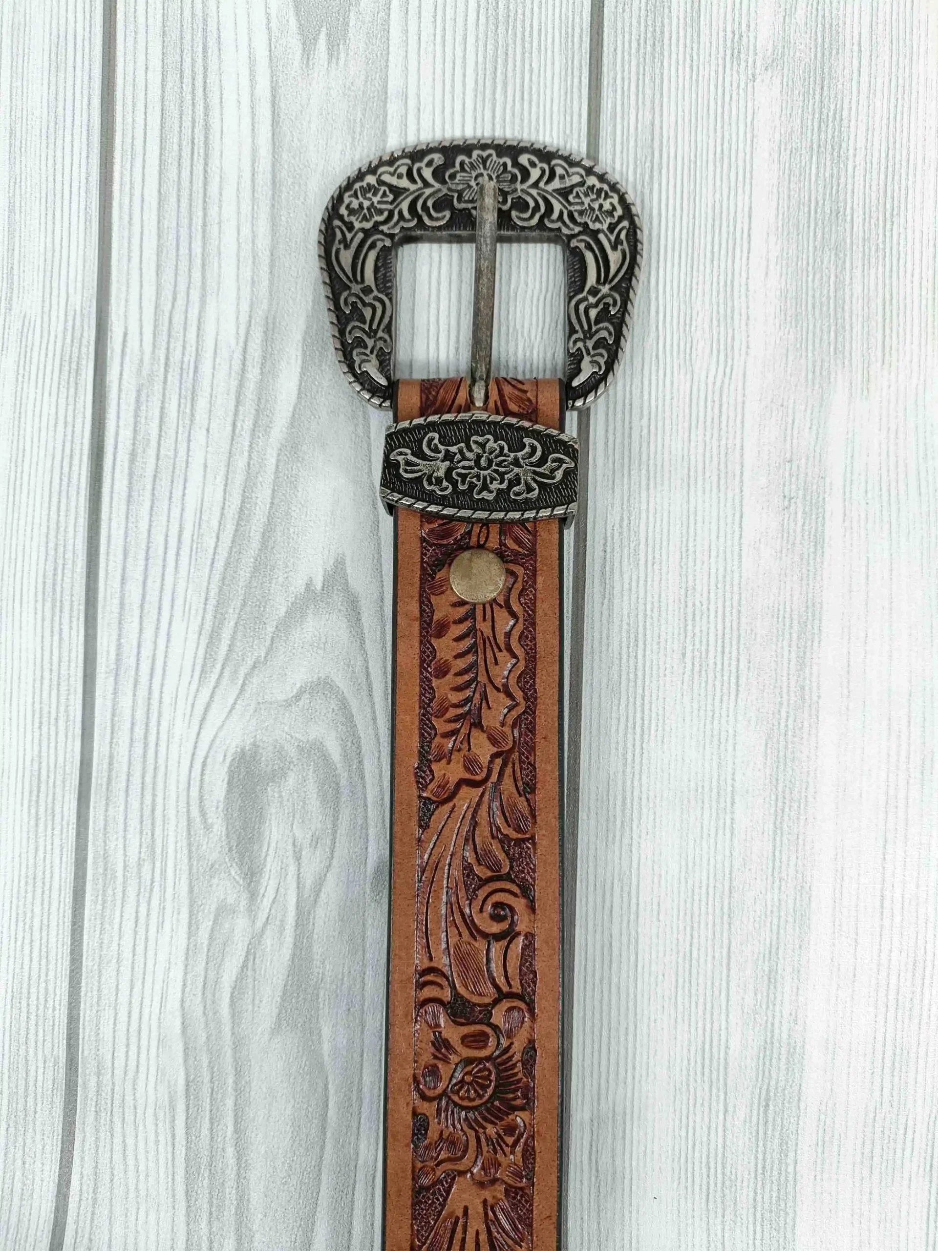 Artistry Floral Pattern Tooled Western Belt - Image 4