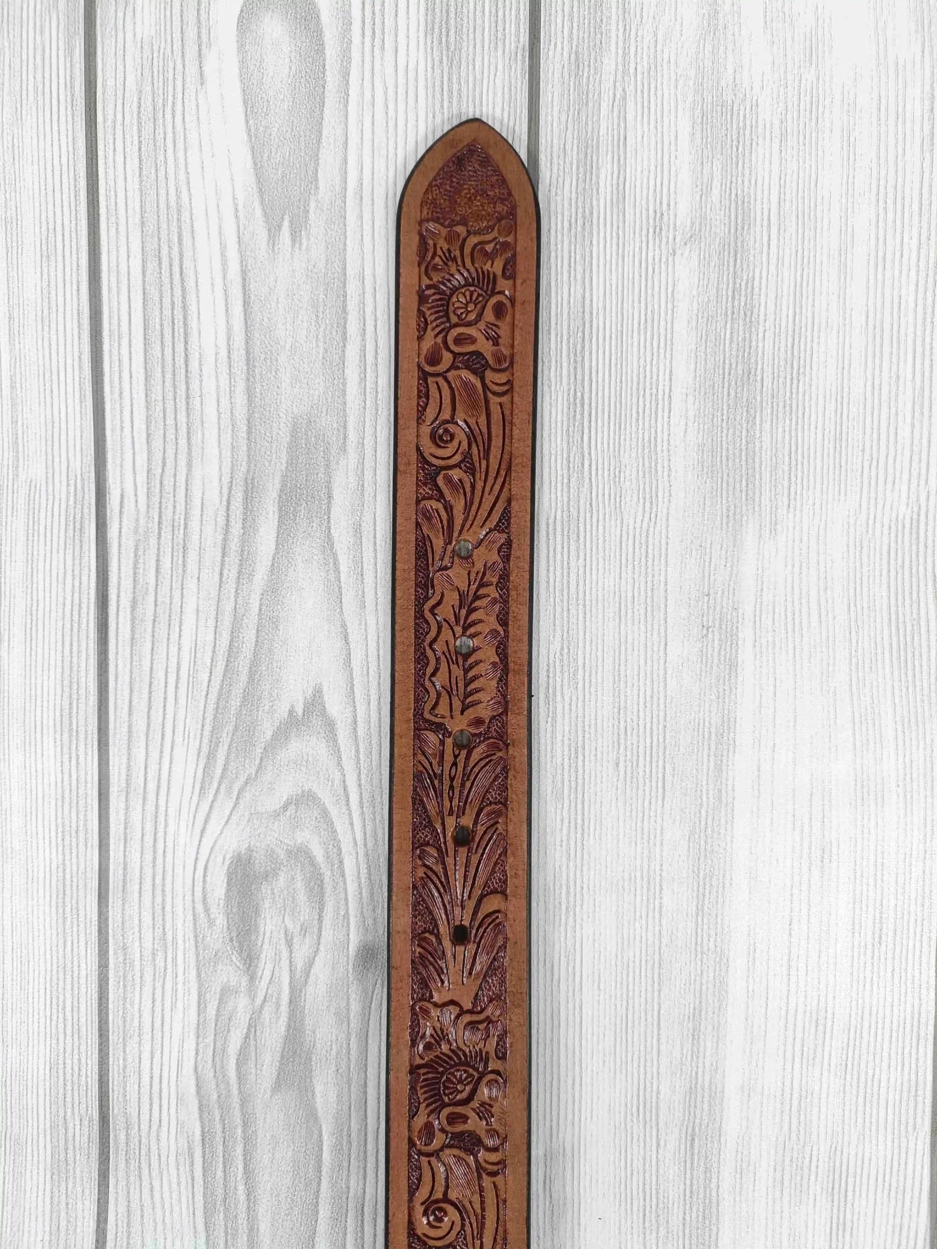 Artistry Floral Pattern Tooled Western Belt - Image 5
