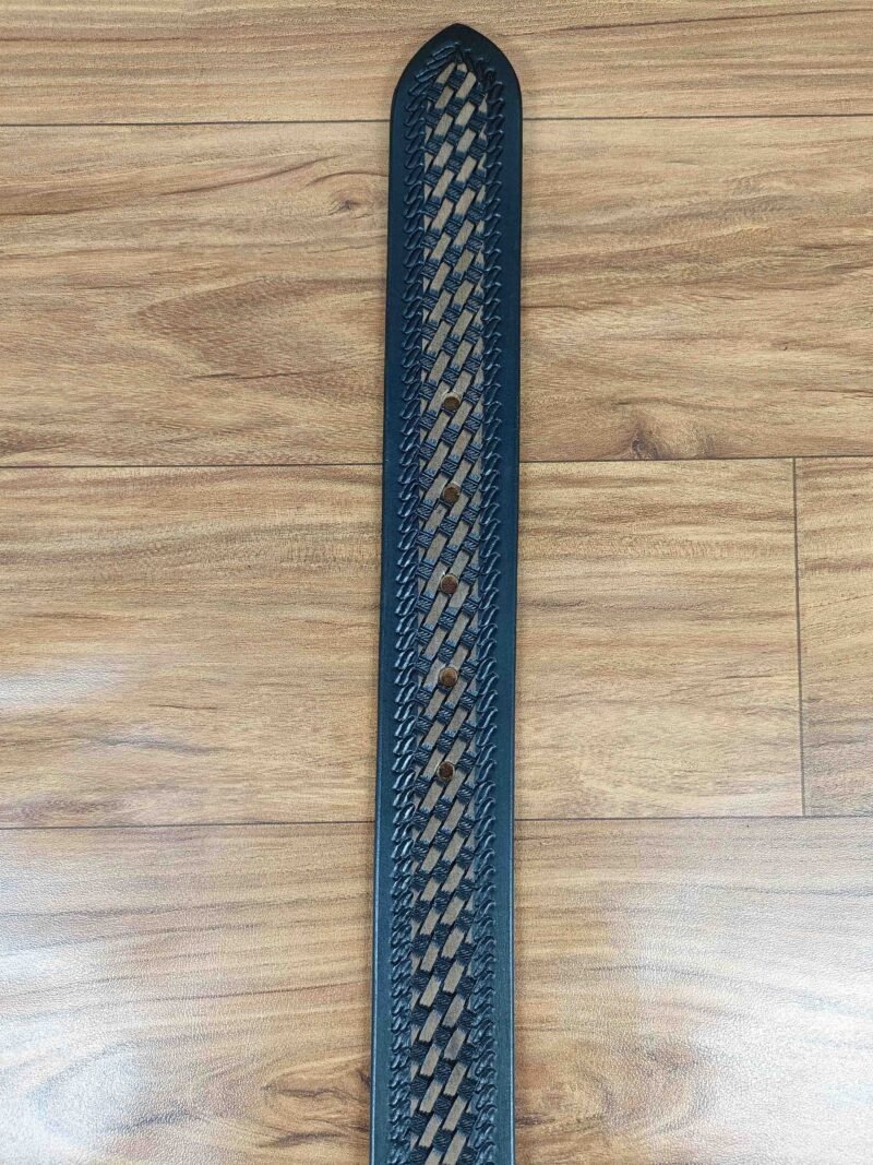 Classic Basket Weave Embossing Pattern Tooled Western Belt - Image 6