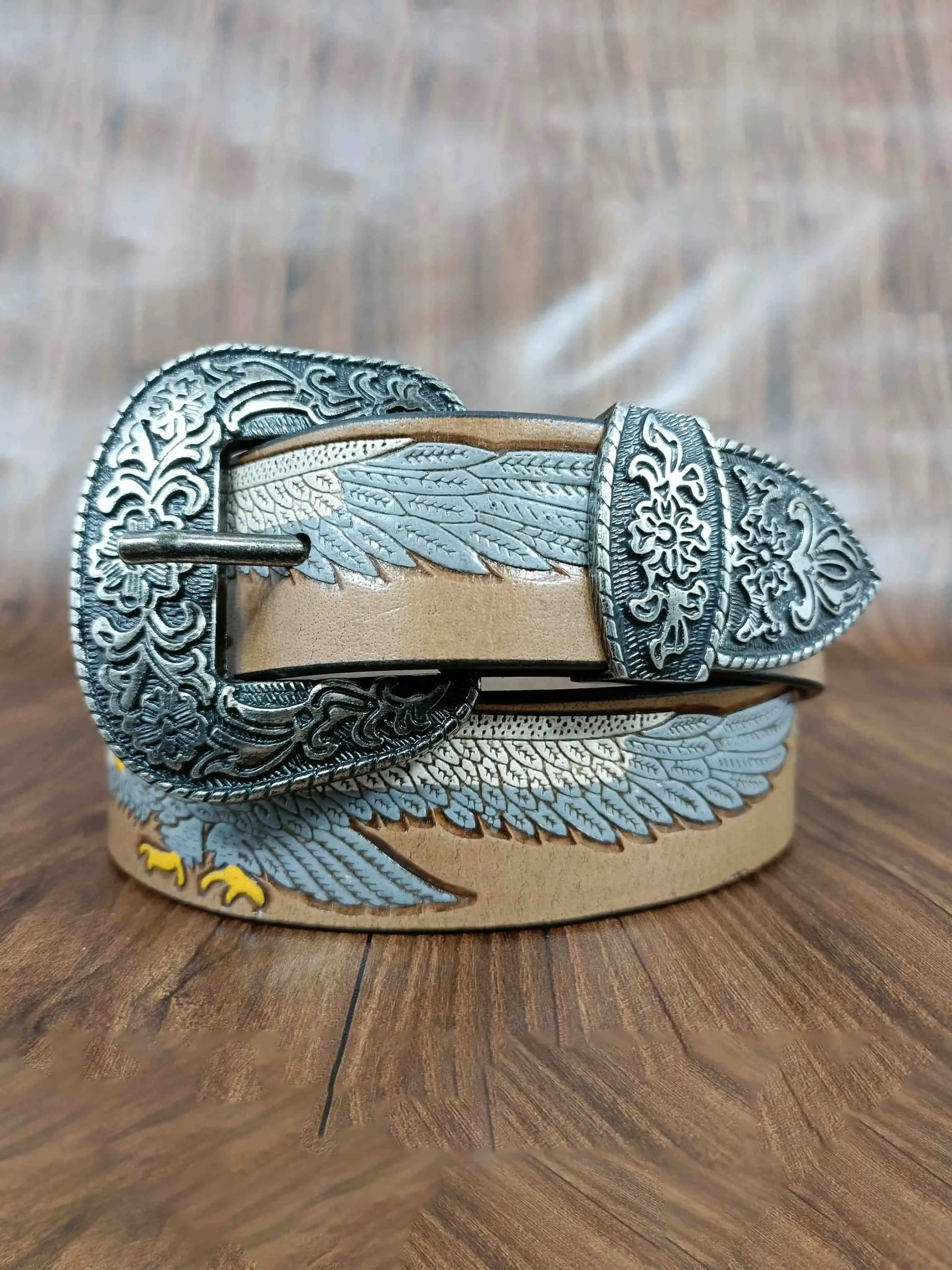 Eagle Wing Design Tooled Western Belt