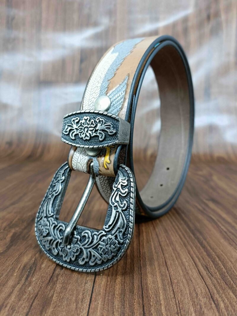 Eagle Wing Design Tooled Western Belt