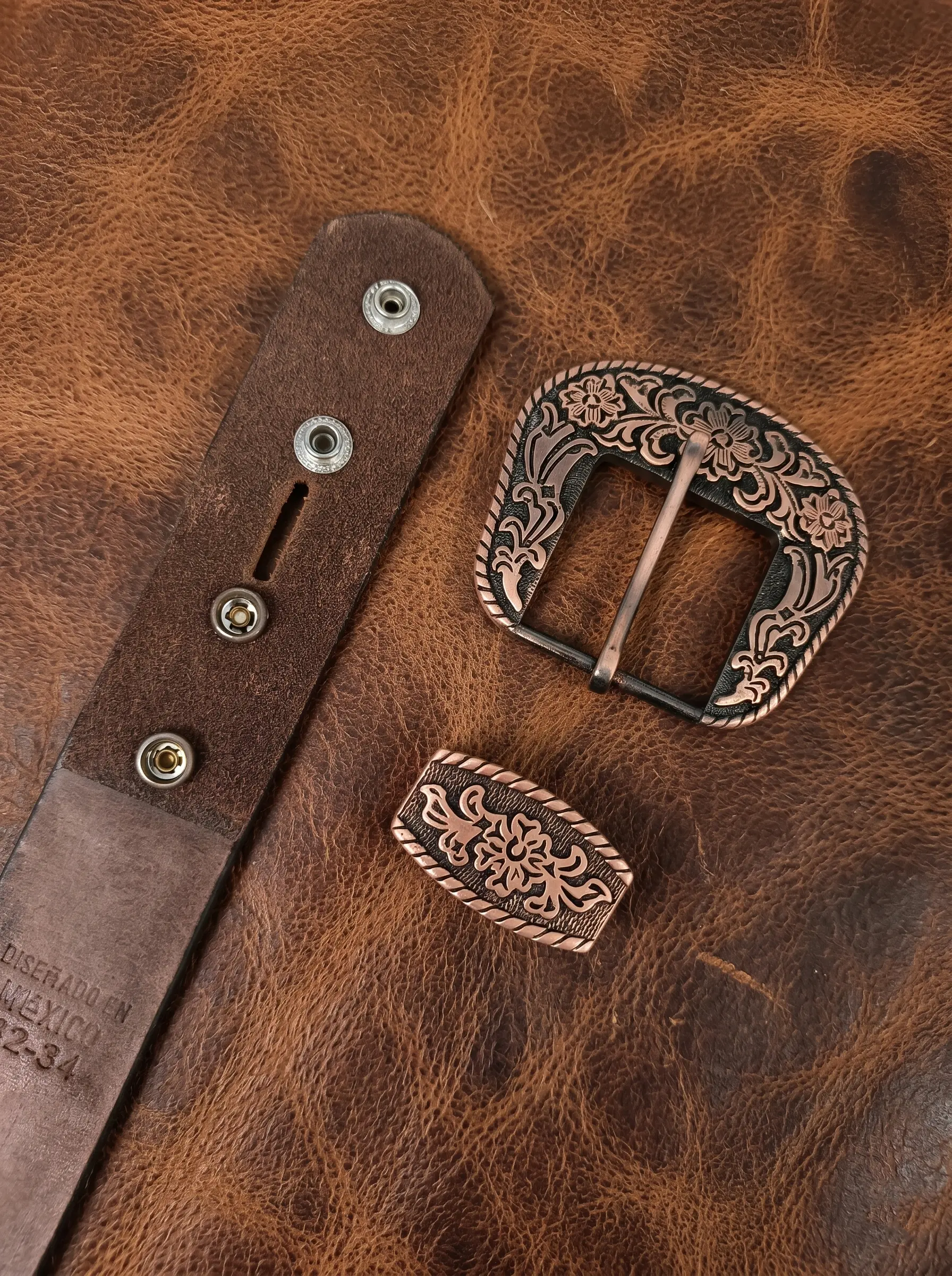 Horse Head Design Tooled Western Belt - Image 8