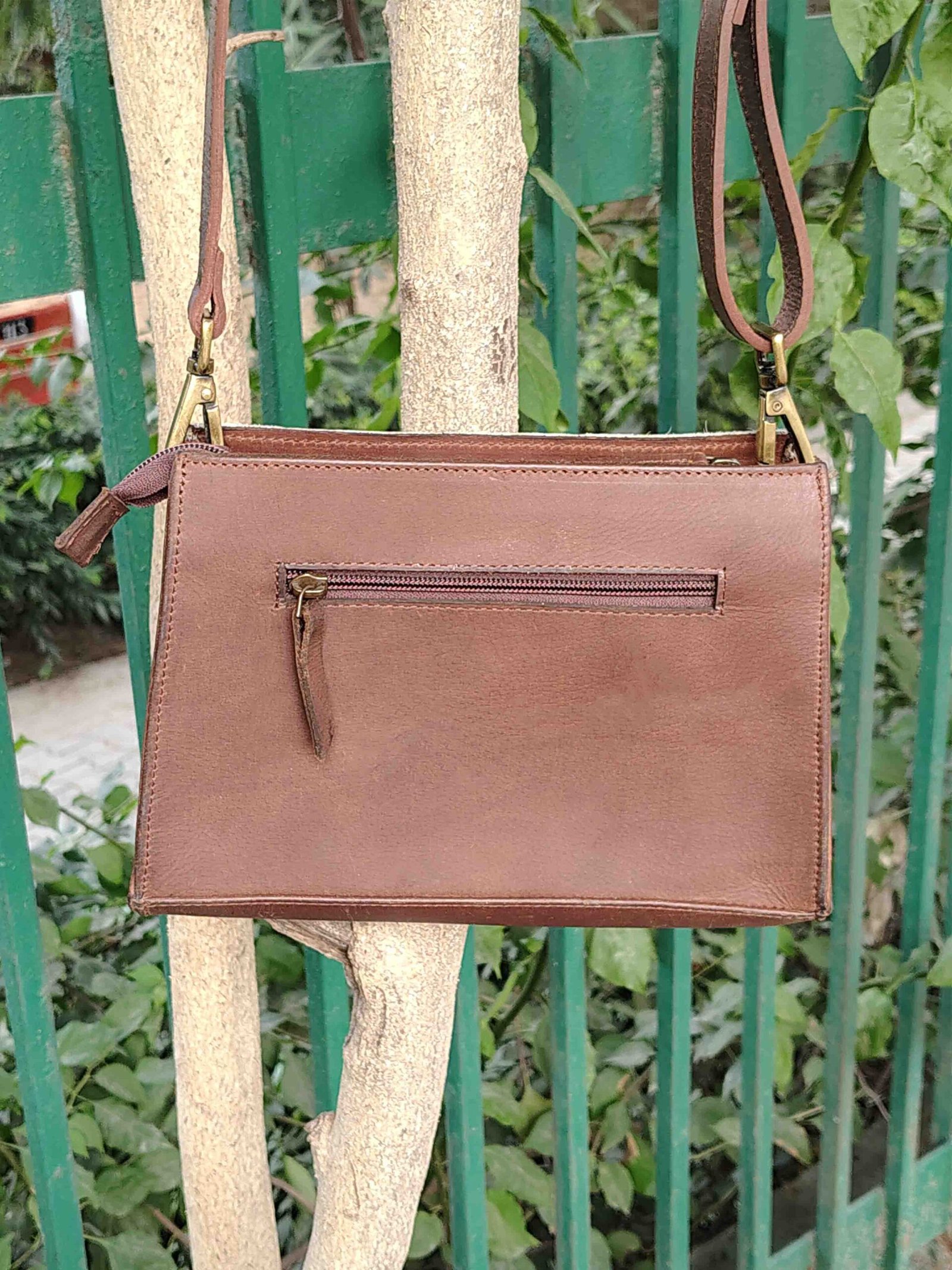 Hand-Tooled & Hair-On Leather Shoulder Bag - Image 3