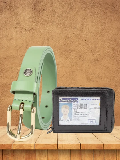Palm Wallet & Magic Mint Casual Belt Women’s Combo - (Pack of 2)