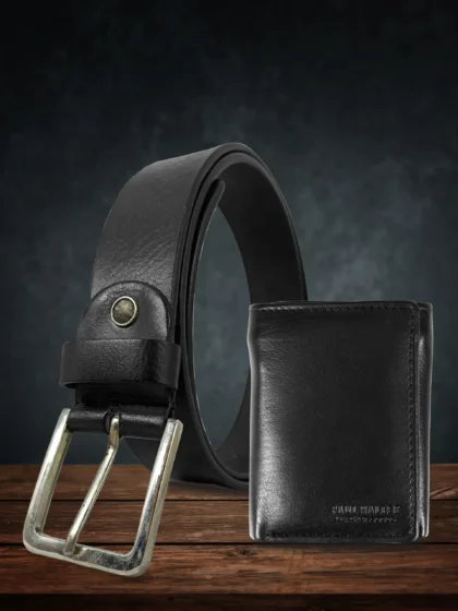 Trifold Wallet & Formal Belt Men’s Combo - (Pack of 2)