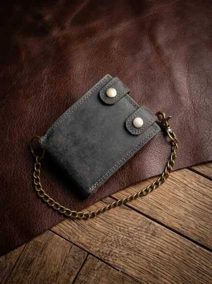 Bifold Men’s Rustic Vintage Leather Biker Wallet