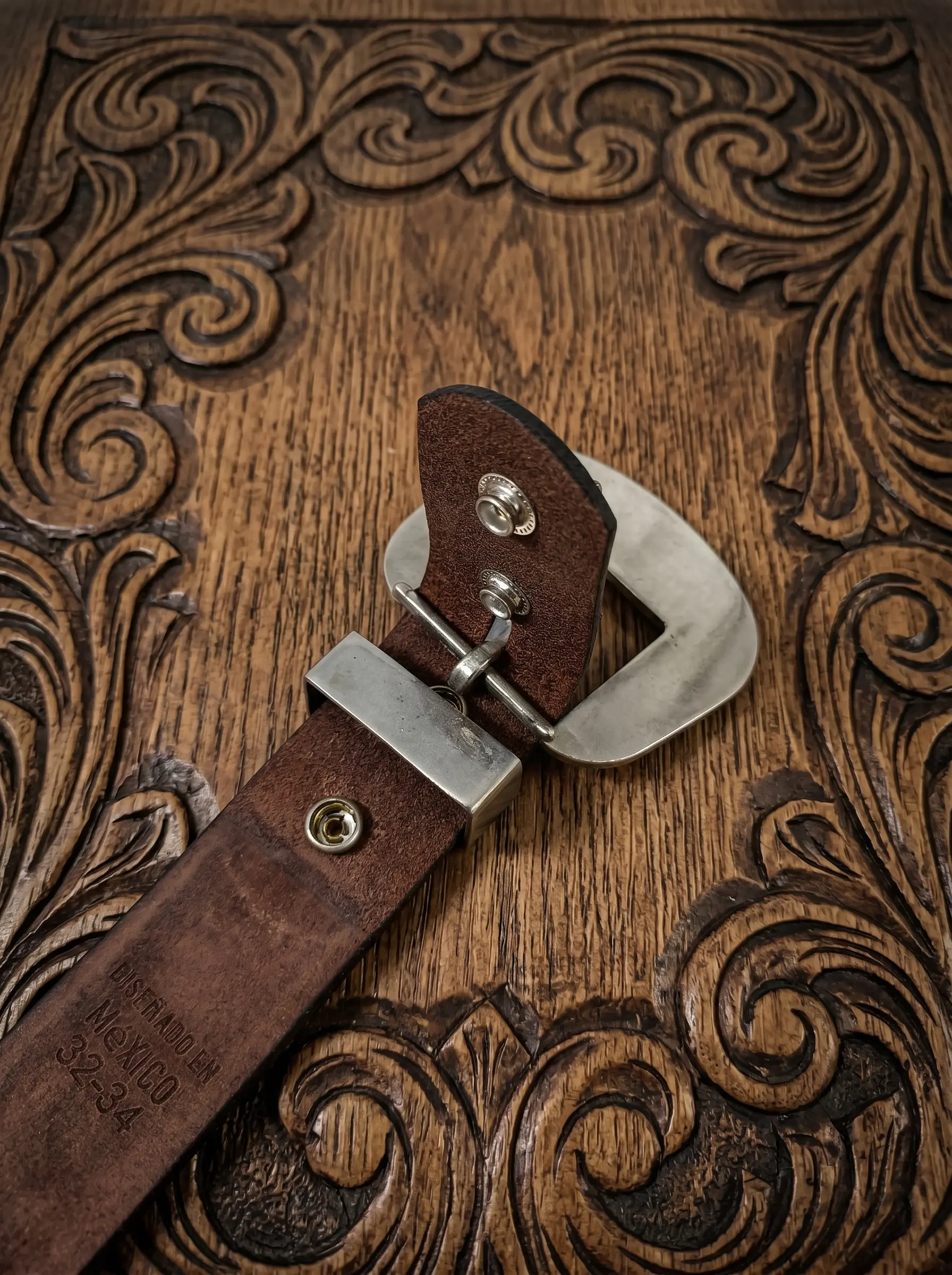 Hand-Painted Sunflower Design Tooled Western Belt - Image 7