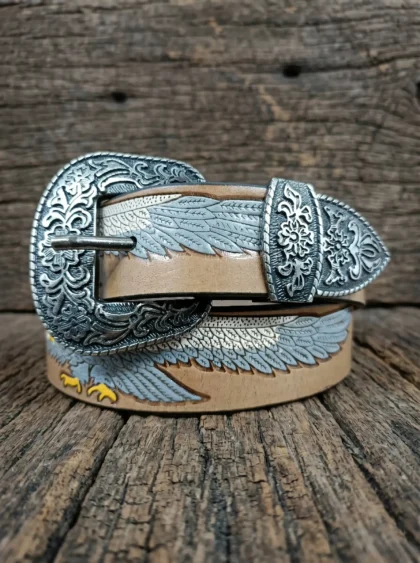Eagle Wing Design Tooled Western Belt